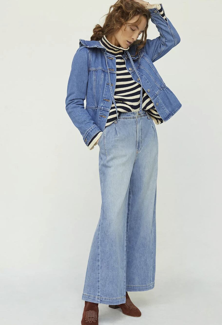 Anthropologie Pilcro Striped Wide Leg Jeans - 32 Waist New